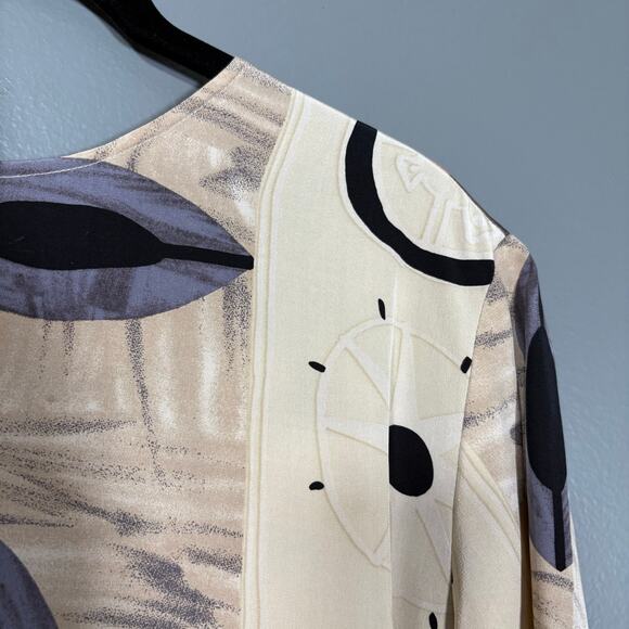 Graham & Gunn Women's Vintage Boho Tribal 100% Silk Blouse - Size 6 - 1990's Top - Picture 2 of 6